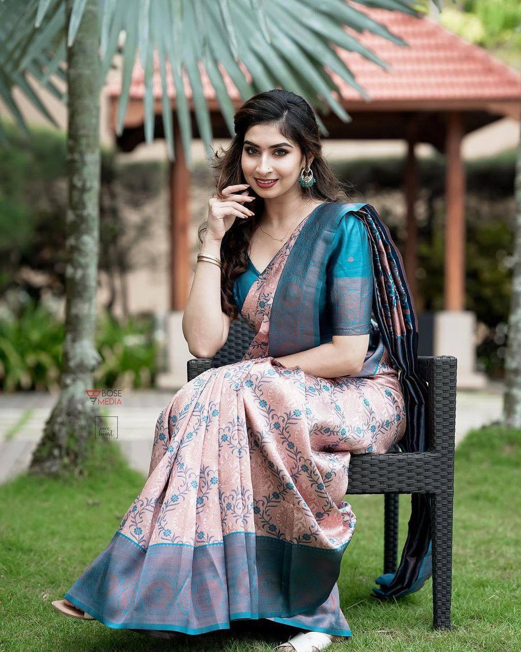 Organic Banarasi Lichi Silk Saree – Light, Elegant & Wedding Perfect